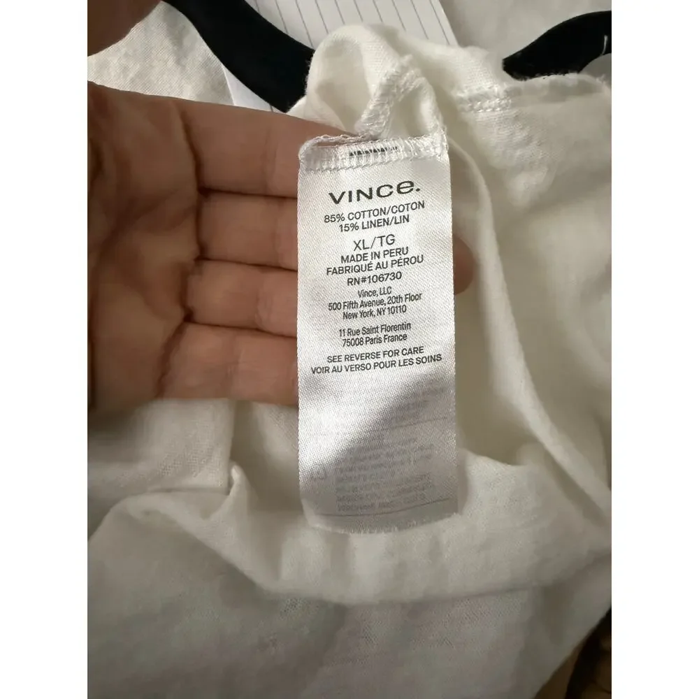 Vince Shirt Women's XL White Long Sleeve Linen Cotton Blend